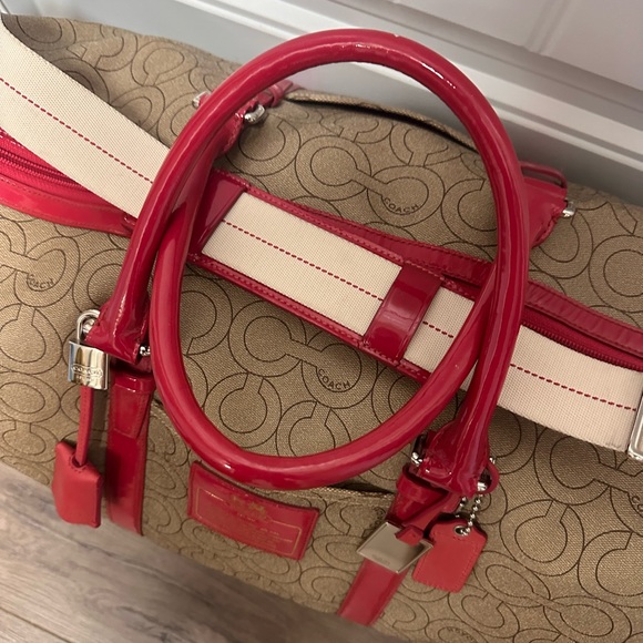 Coach Op Art Coated Canvas Duffel Bag Overnight Carry On Luggage - Picture 6 of 10